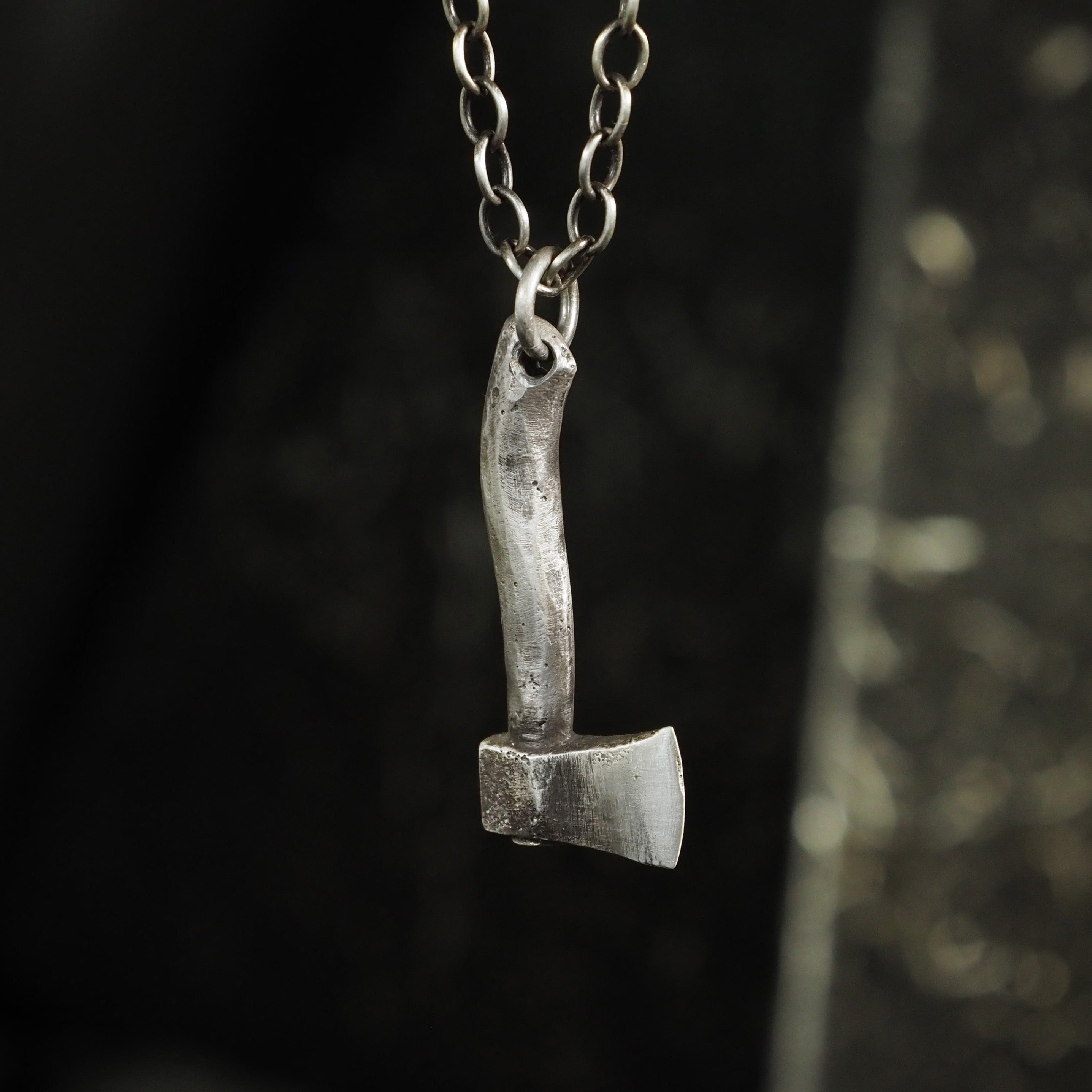 Axe Pendant (Sterling Silver - Black Walnut) with Vintage online Chain